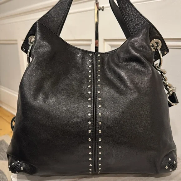 Michael Kors Bag Studded Black Leather Chain Hobo - Picture 7 of 17